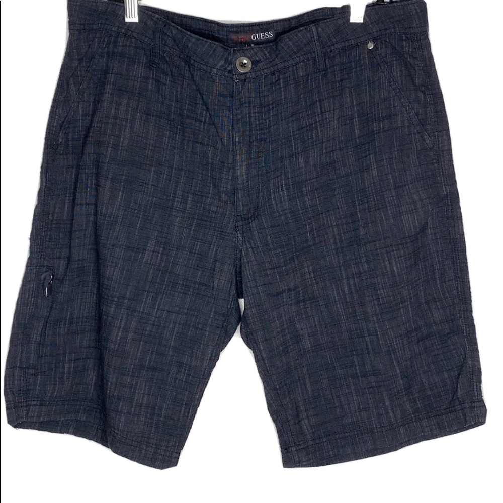 Guess Los Angeles Shorts Mens 38 Cargo Dark Grey Pinstripe Flat Front Cotton